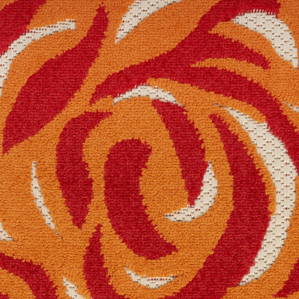 3' X 4' Ivory Orange and Blue Floral Indoor Outdoor Area Rug — view 3