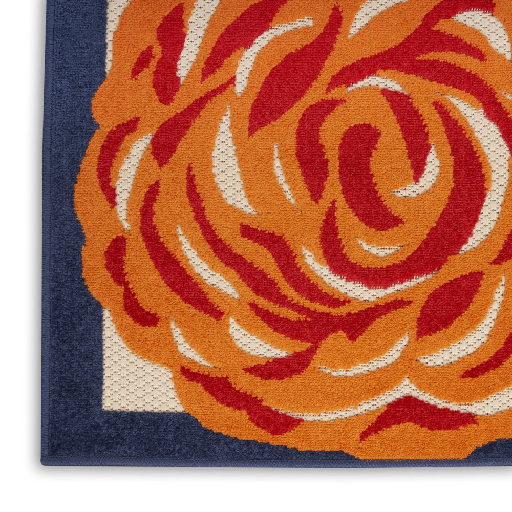 3' X 4' Ivory Orange and Blue Floral Indoor Outdoor Area Rug HomeRoots