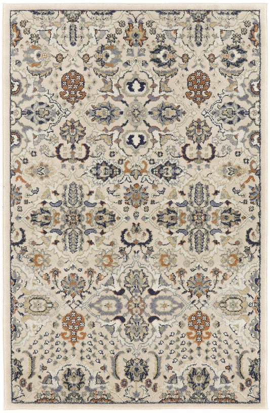 4' X 6' Green and Ivory Floral Power Loom Area Rug - 48.0" (H) x 72.0" (W) x 0.25" (D)