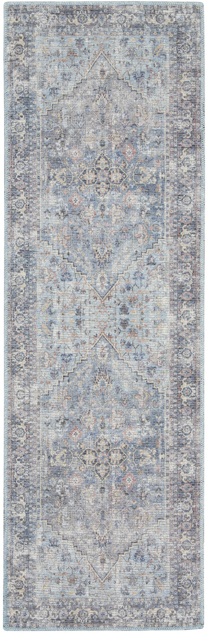 10' Gray Floral Power Loom Distressed Washable Runner Rug - 0.28" (L) x 120.0" (W) x 26.0" (H)