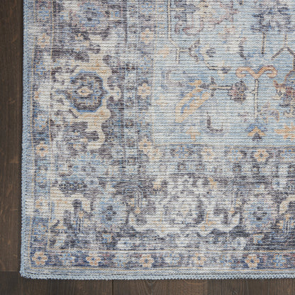 10' Gray Floral Power Loom Distressed Washable Runner Rug - 0.28" (L) x 120.0" (W) x 26.0" (H)