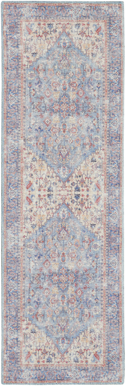 10' Gray Floral Power Loom Distressed Washable Runner Rug - 0.28" (L) x 120.0" (W) x 26.0" (H)