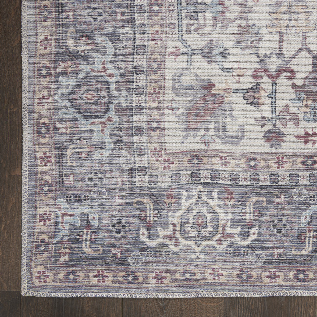 10' Gray Floral Power Loom Distressed Washable Runner Rug - 0.28" (L) x 120.0" (W) x 26.0" (H)