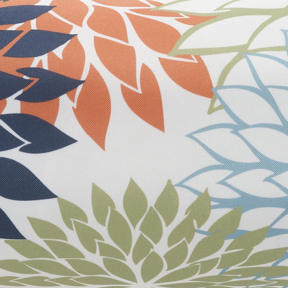 6" X 20" Orange Green and Blue Bolster Floral Indoor Outdoor Throw Pillow — view 1