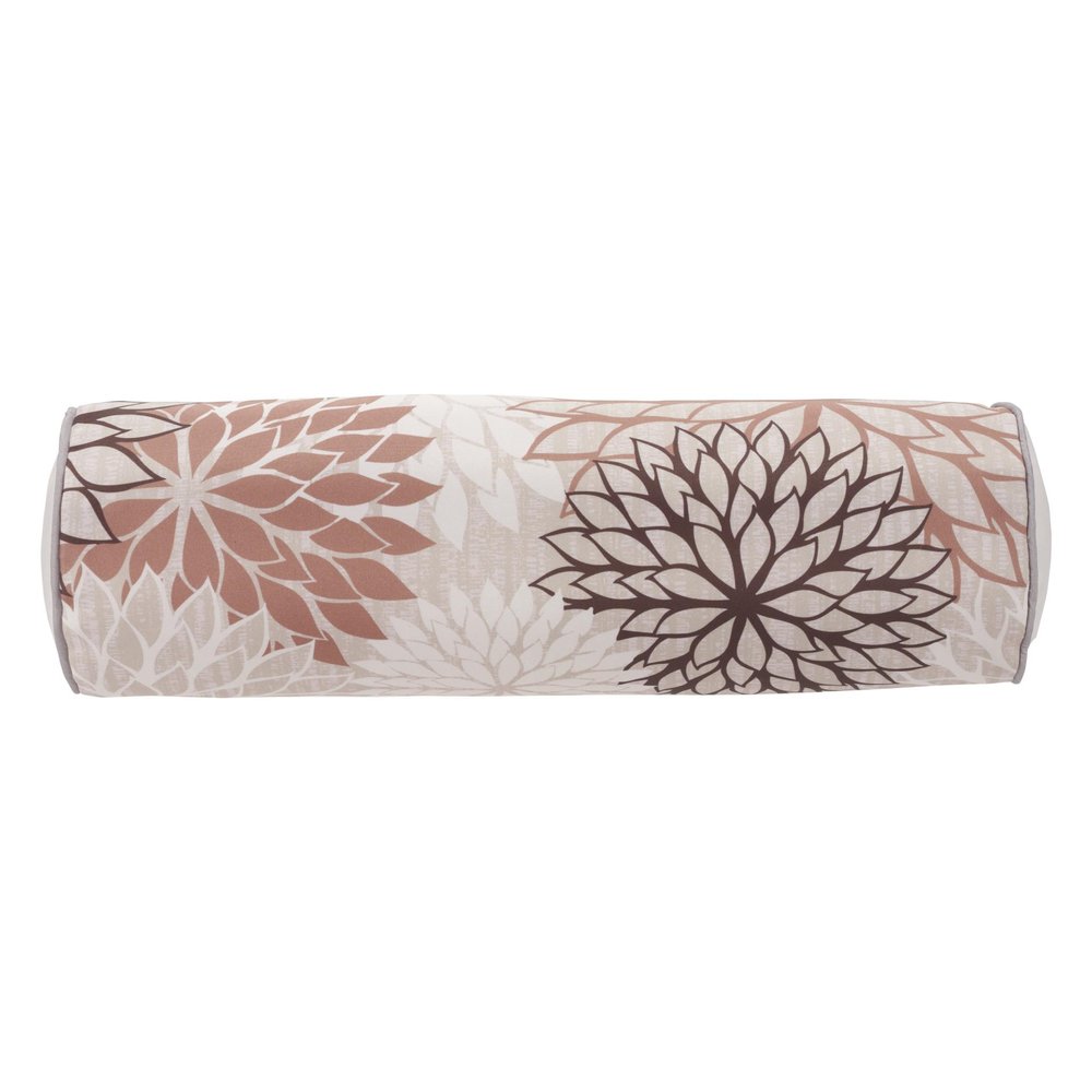 6" X 20" Brown Beige and Ivory Bolster Floral Indoor Outdoor Throw Pillow — view 4