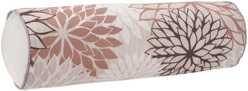 6" X 20" Brown Beige and Ivory Bolster Floral Indoor Outdoor Throw Pillow — view 5