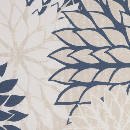 20" Beige Blue and Ivory Floral Indoor Outdoor Throw Pillow