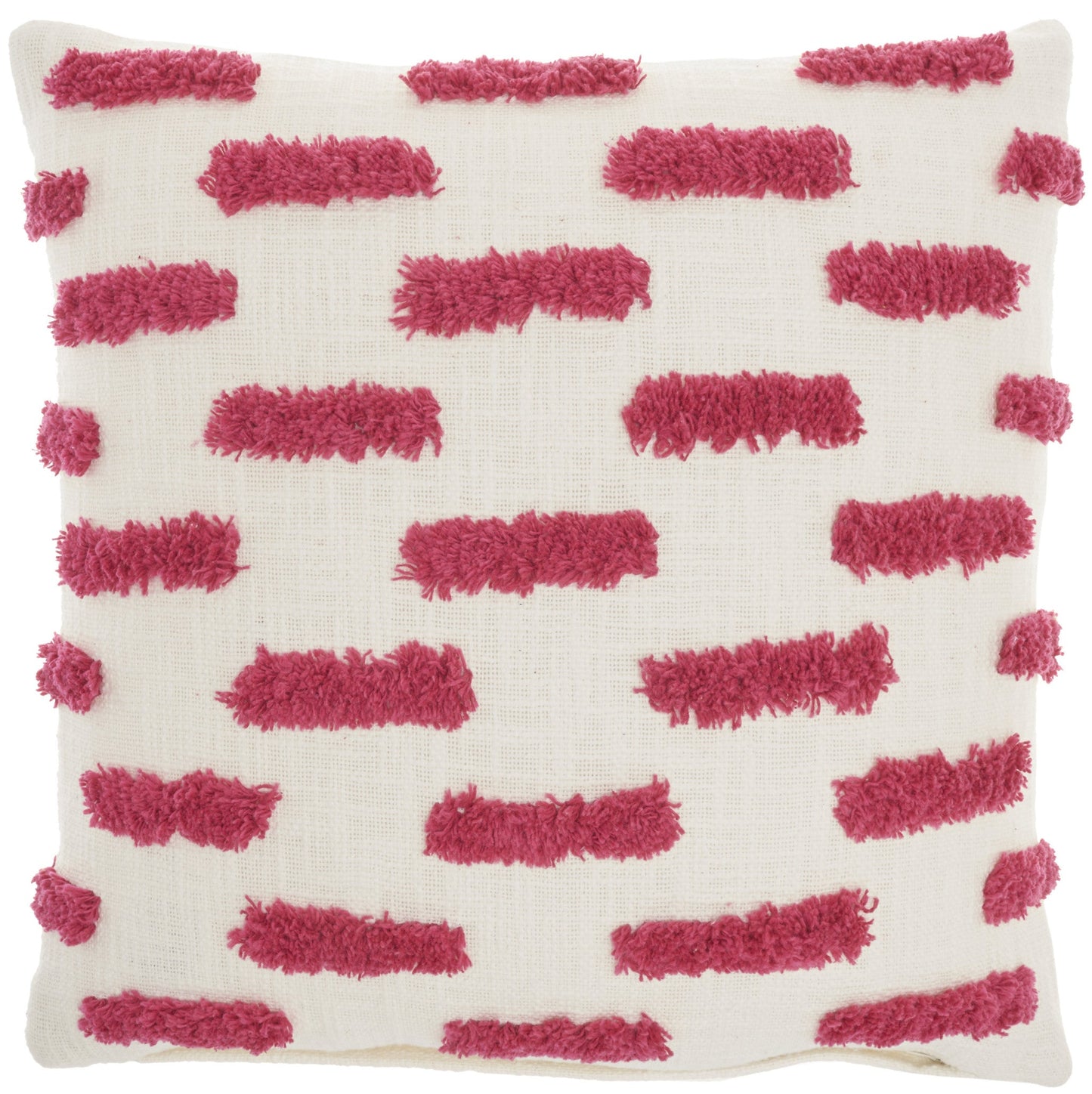 18" Pink and White Geometric Cotton Throw Pillow FurniFindUSA