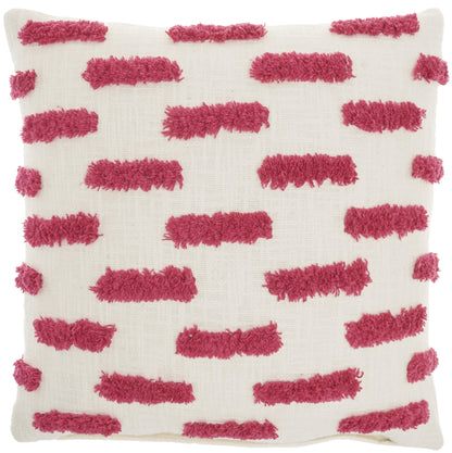 18" Pink and White Geometric Cotton Throw Pillow FurniFindUSA