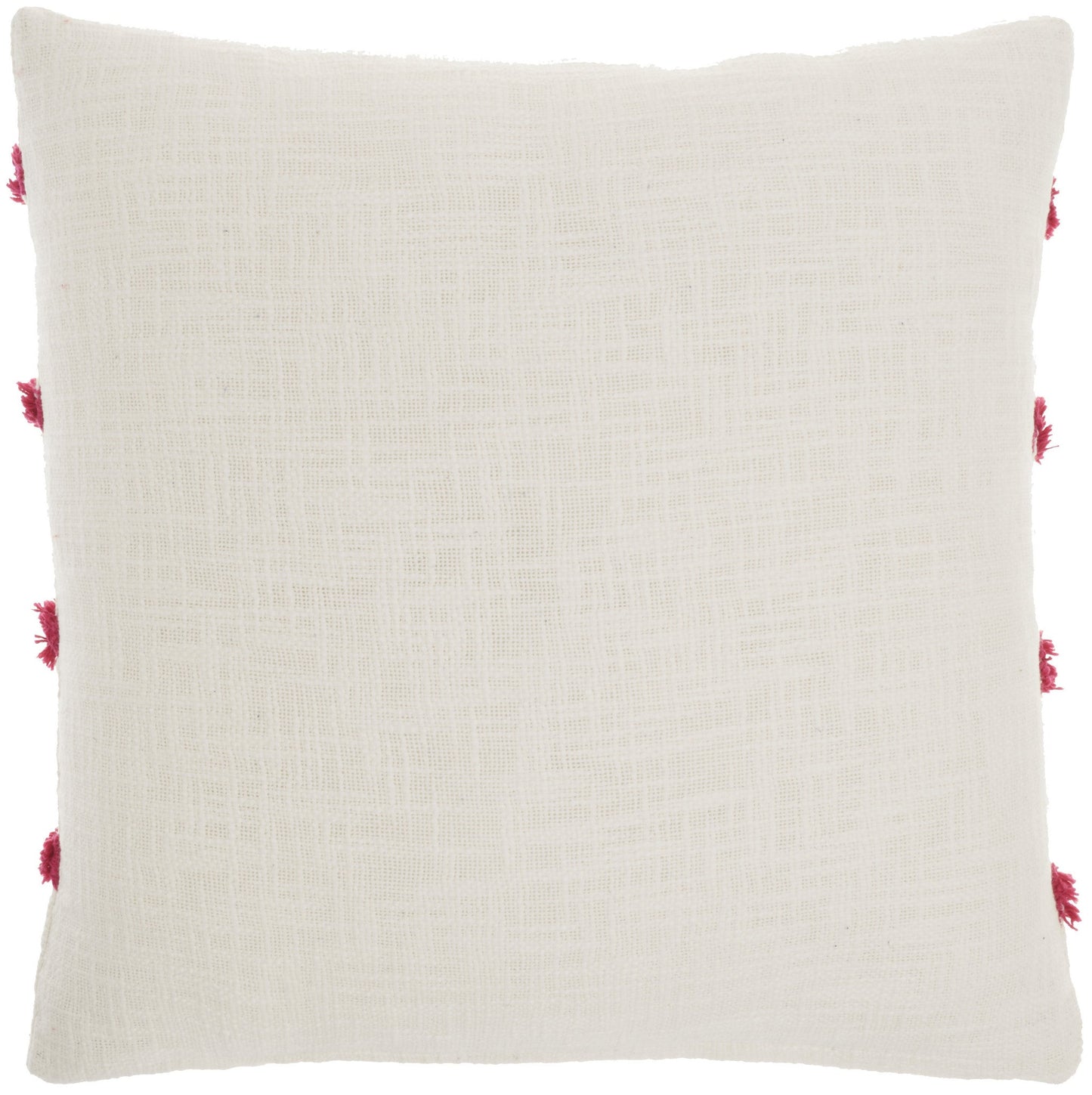 18" Pink and White Geometric Cotton Throw Pillow FurniFindUSA