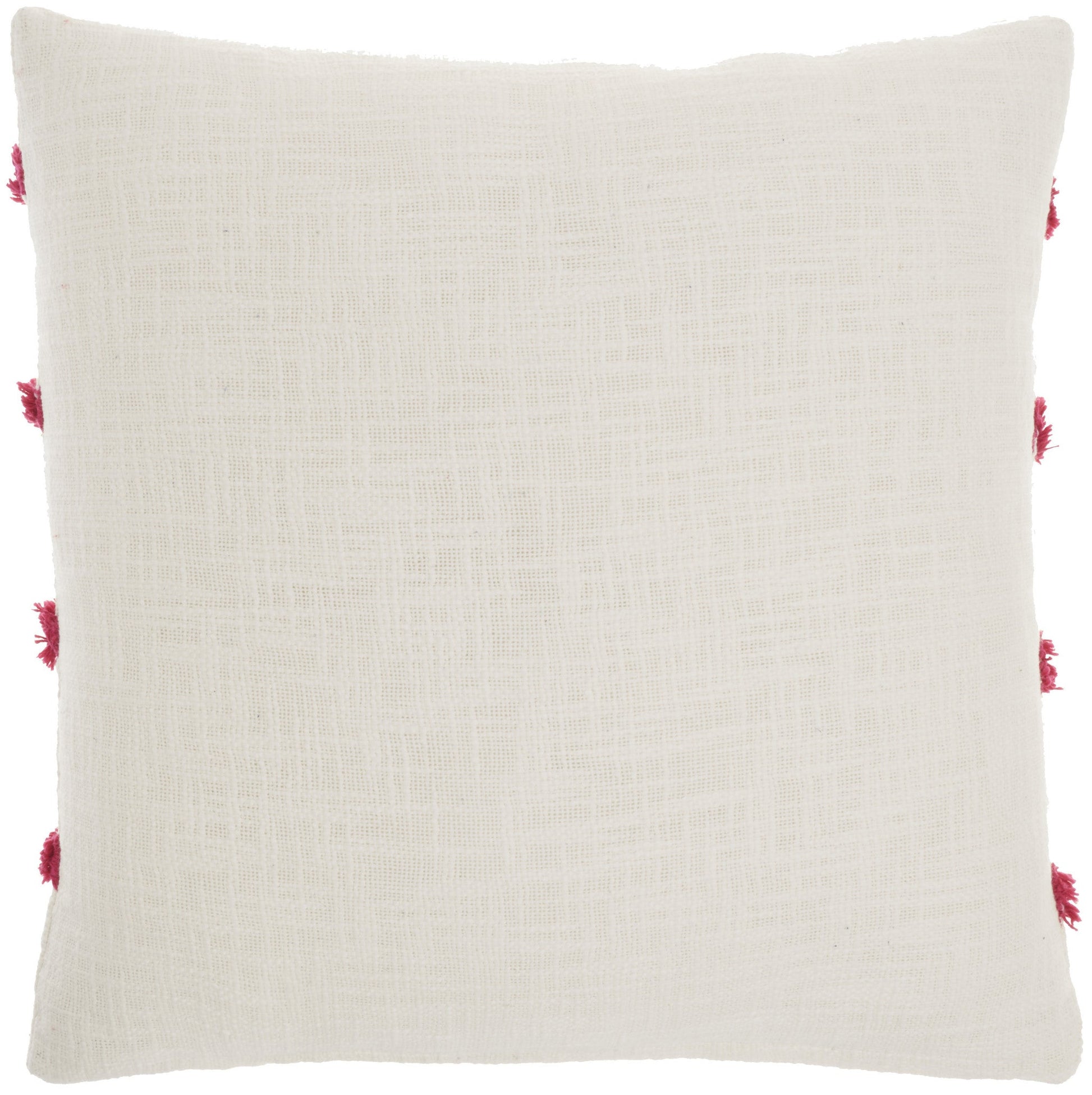 18" Pink and White Geometric Cotton Throw Pillow FurniFindUSA