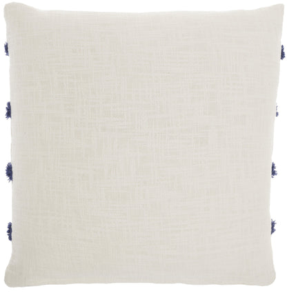 18" Blue and White Geometric Cotton Throw Pillow FurniFindUSA