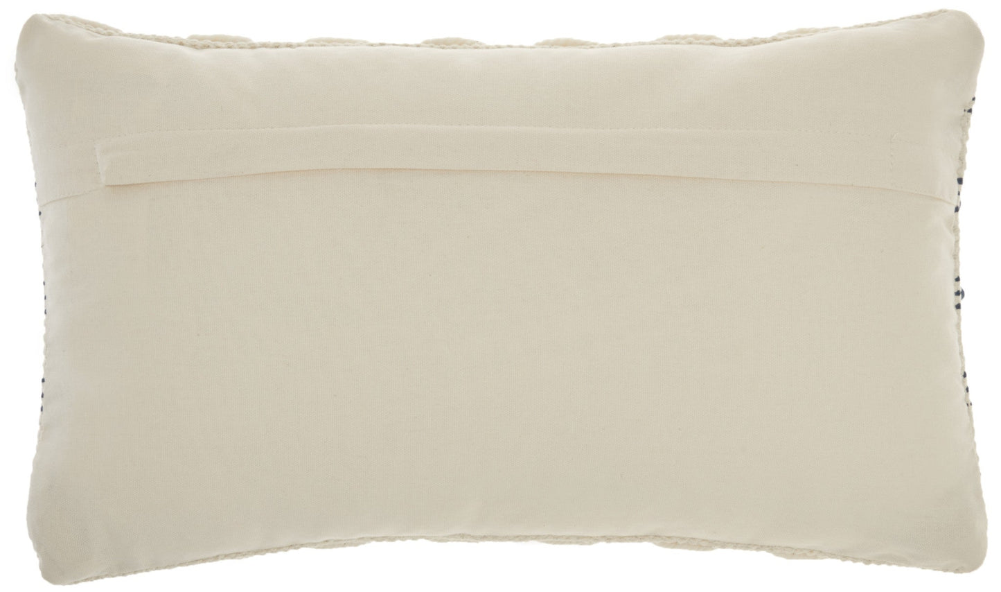12" X 20" Ivory and Blue Striped Cotton Blend Throw Pillow With Texture FurniFindUSA