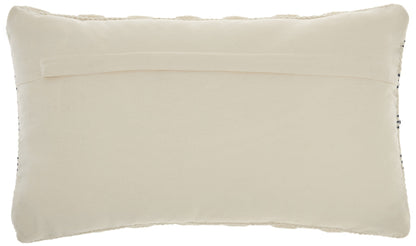 12" X 20" Ivory and Blue Striped Cotton Blend Throw Pillow With Texture FurniFindUSA
