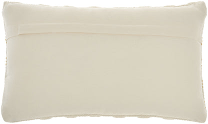 12" X 20" Yellow and Ivory Striped Cotton Blend Throw Pillow With Texture FurniFindUSA