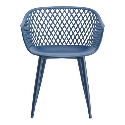 Set of Two Blue Heavy Duty Plastic Dining Arm Chairs HomeRoots