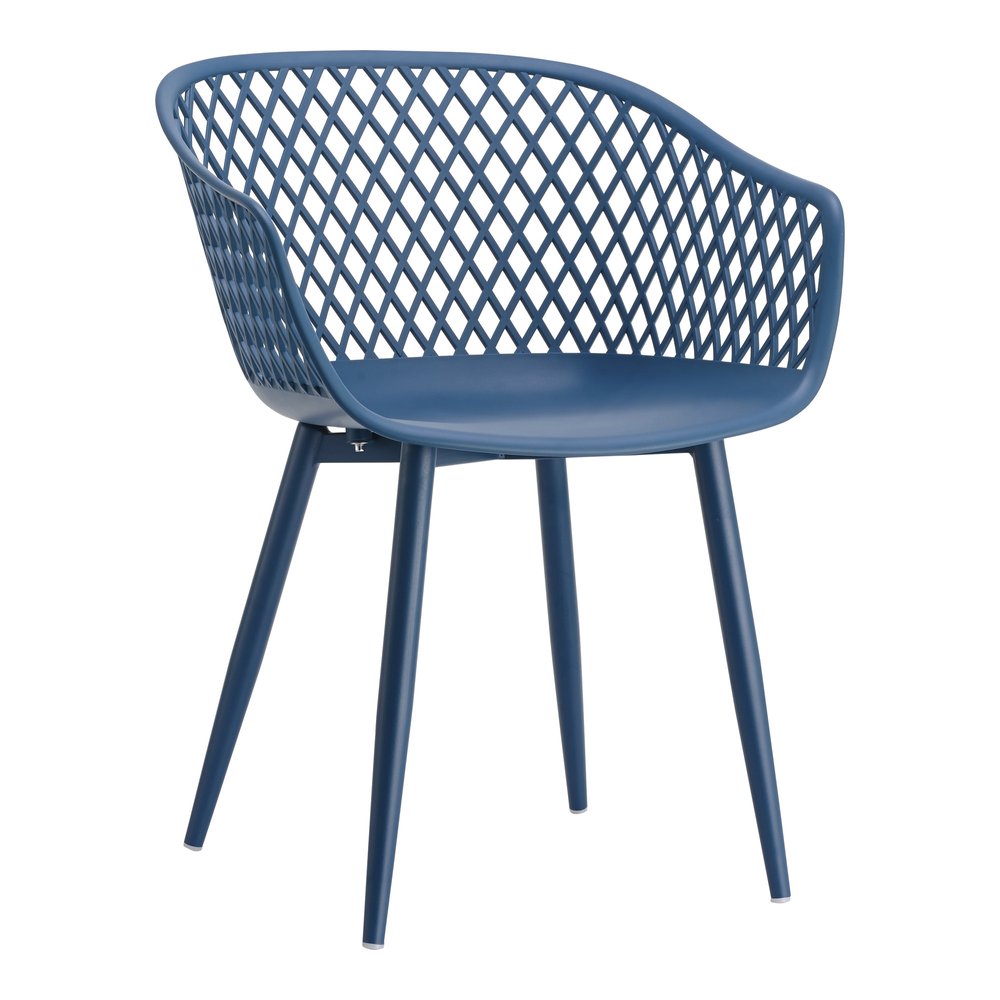 Set of Two Blue Heavy Duty Plastic Dining Arm Chairs HomeRoots