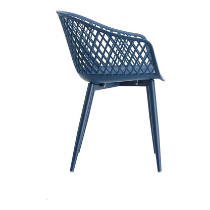 Set of Two Blue Heavy Duty Plastic Dining Arm Chairs HomeRoots