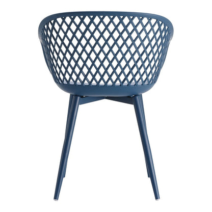 Set of Two Blue Heavy Duty Plastic Dining Arm Chairs HomeRoots