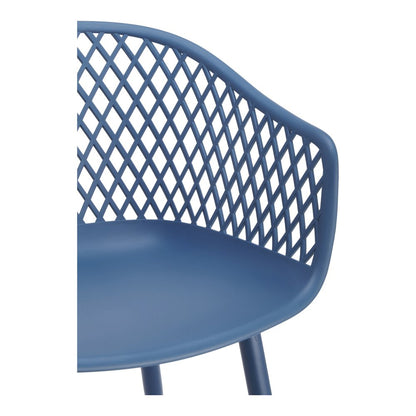 Set of Two Blue Heavy Duty Plastic Dining Arm Chairs HomeRoots