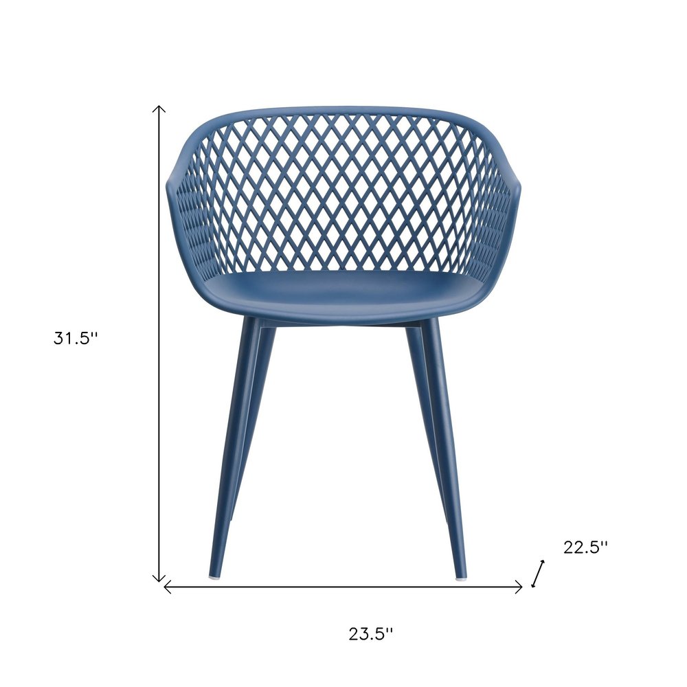 Set of Two Blue Heavy Duty Plastic Dining Arm Chairs HomeRoots