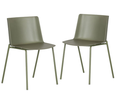 Set of Two Green Heavy Duty Plastic Outdoor Dining Chairs HomeRoots