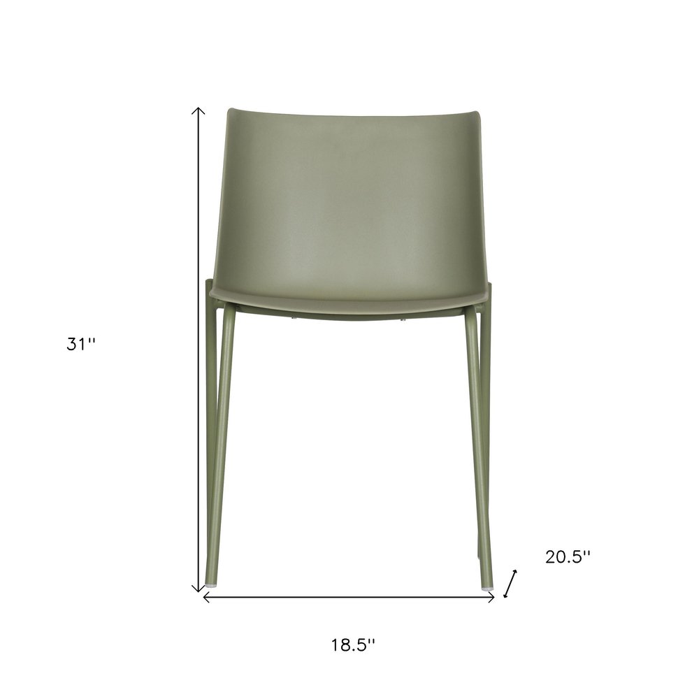 Set of Two Green Heavy Duty Plastic Outdoor Dining Chairs HomeRoots