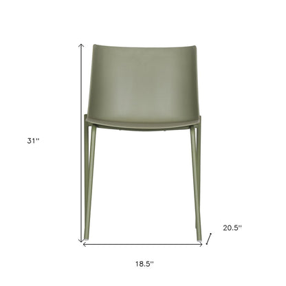 Set of Two Green Heavy Duty Plastic Outdoor Dining Chairs HomeRoots
