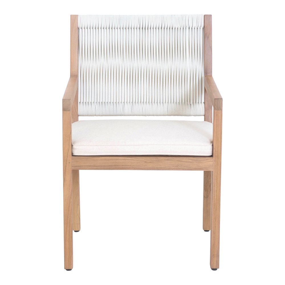 Natural And White Faux Leather Dining Arm Chair HomeRoots