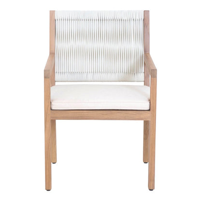 Natural And White Faux Leather Dining Arm Chair HomeRoots