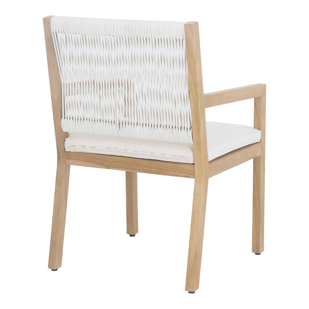 Natural And White Faux Leather Dining Arm Chair HomeRoots