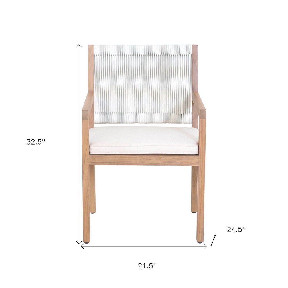 Natural And White Faux Leather Dining Arm Chair HomeRoots
