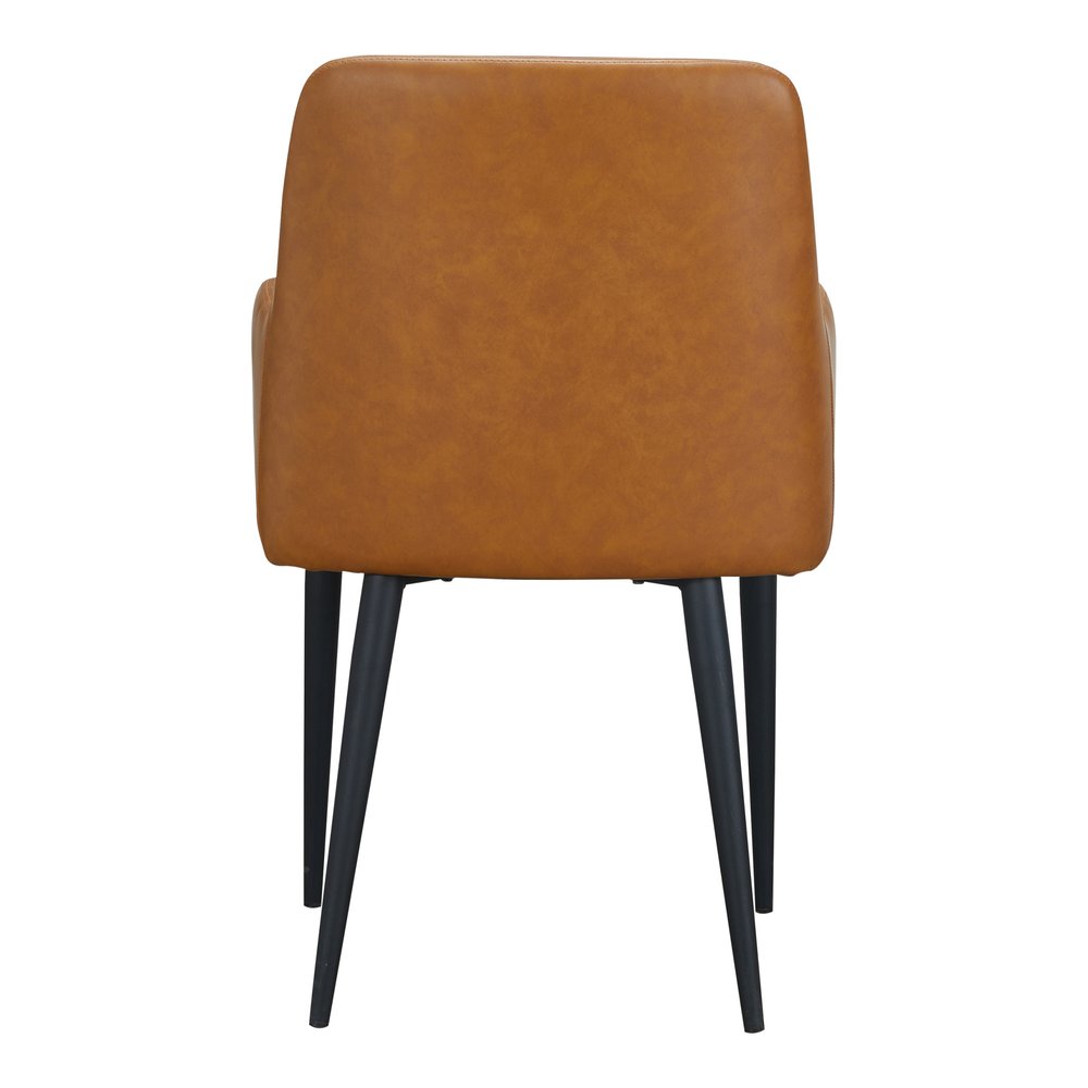 Set of Two Tan and Black Tufted Faux Leather Dining Arm Chairs HomeRoots