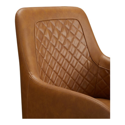 Set of Two Tan and Black Tufted Faux Leather Dining Arm Chairs HomeRoots