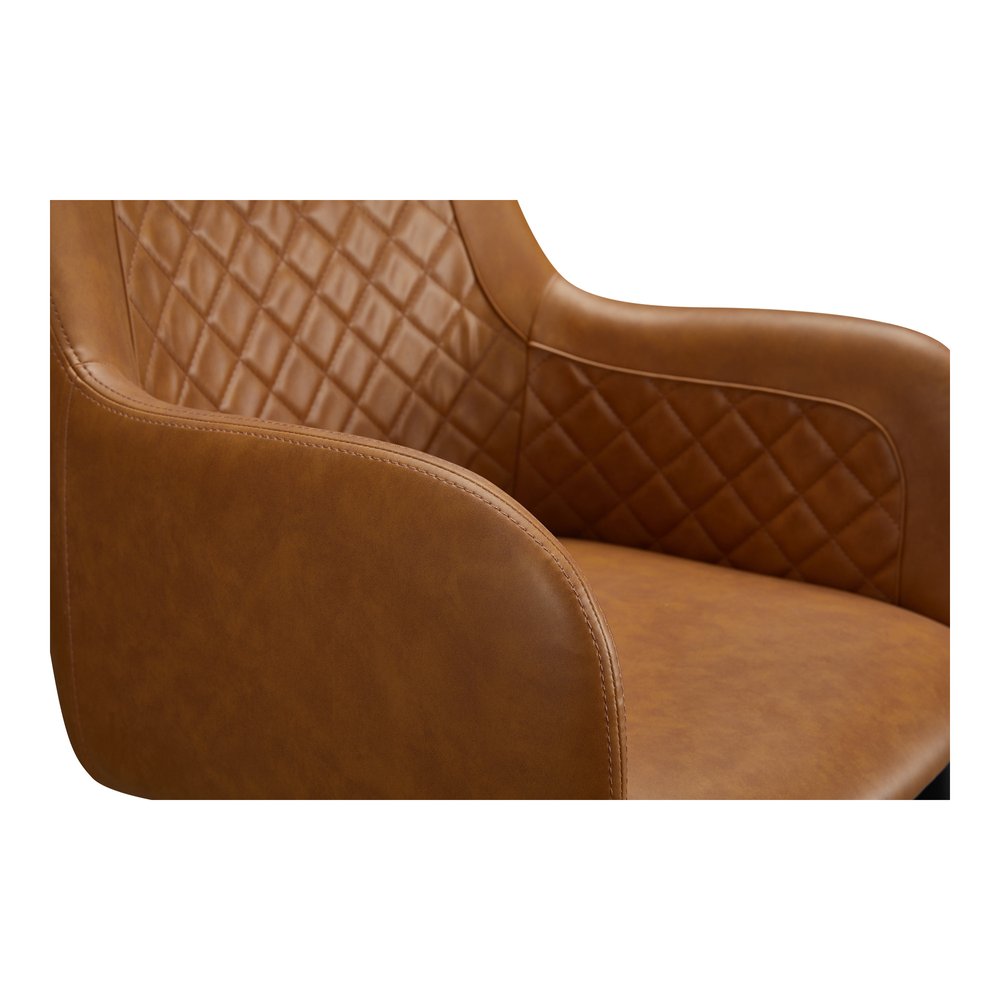 Set of Two Tan and Black Tufted Faux Leather Dining Arm Chairs HomeRoots