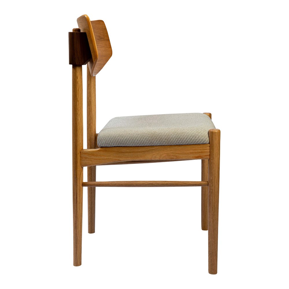 Off White And Natural And Off White Fabric Open Back Dining Side Chair HomeRoots