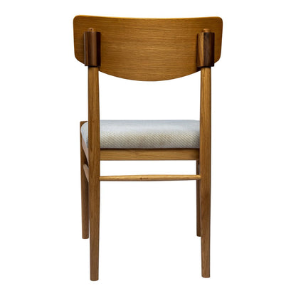 Off White And Natural And Off White Fabric Open Back Dining Side Chair HomeRoots