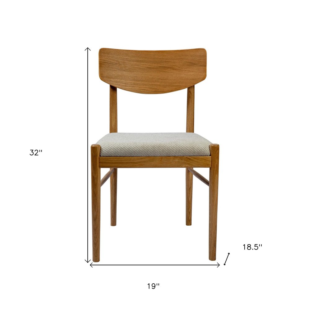Off White And Natural And Off White Fabric Open Back Dining Side Chair HomeRoots