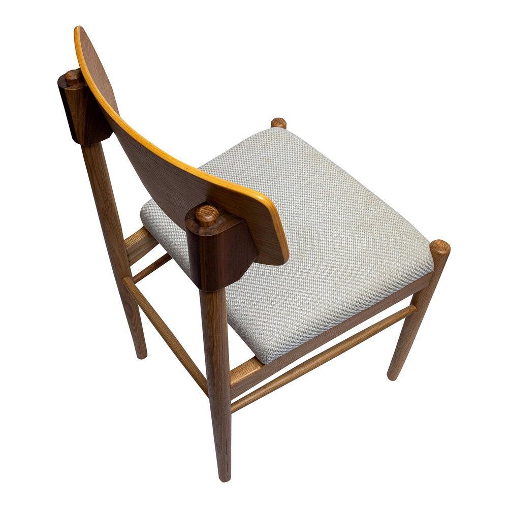 Off White And Natural And Off White Fabric Open Back Dining Side Chair HomeRoots