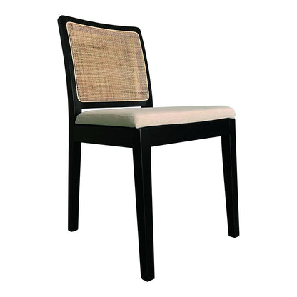 Set of Two Black And Cream Fabric Dining Side Chairs HomeRoots