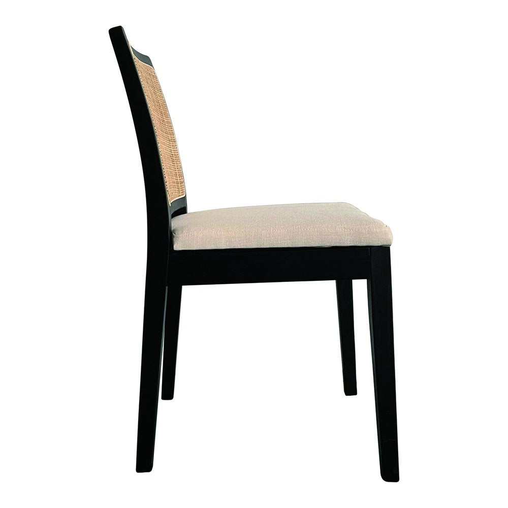 Set of Two Black And Cream Fabric Dining Side Chairs HomeRoots