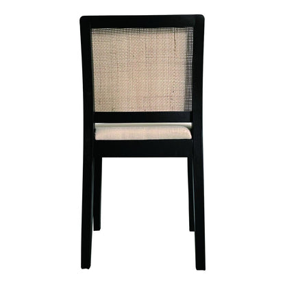 Set of Two Black And Cream Fabric Dining Side Chairs HomeRoots