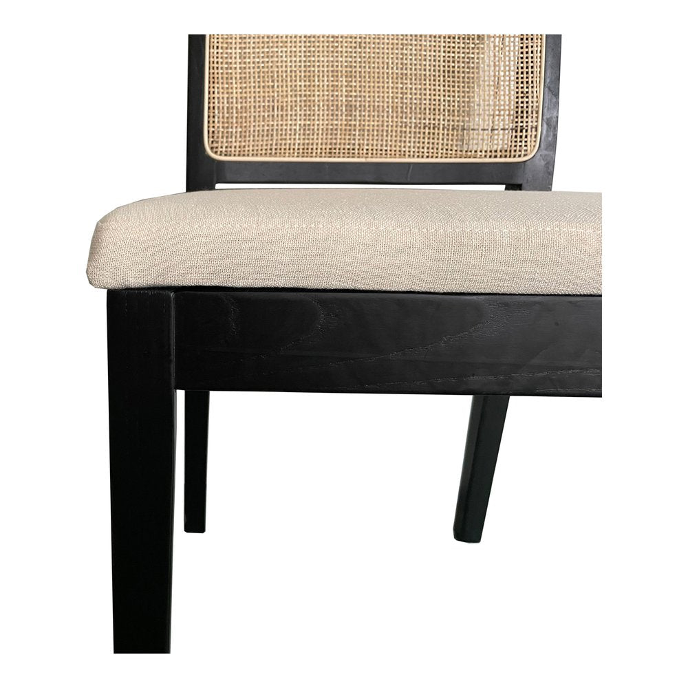 Set of Two Black And Cream Fabric Dining Side Chairs HomeRoots