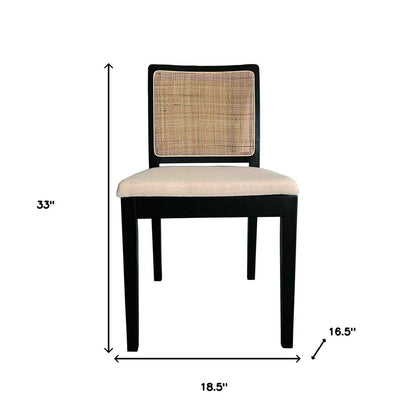 Set of Two Black And Cream Fabric Dining Side Chairs HomeRoots