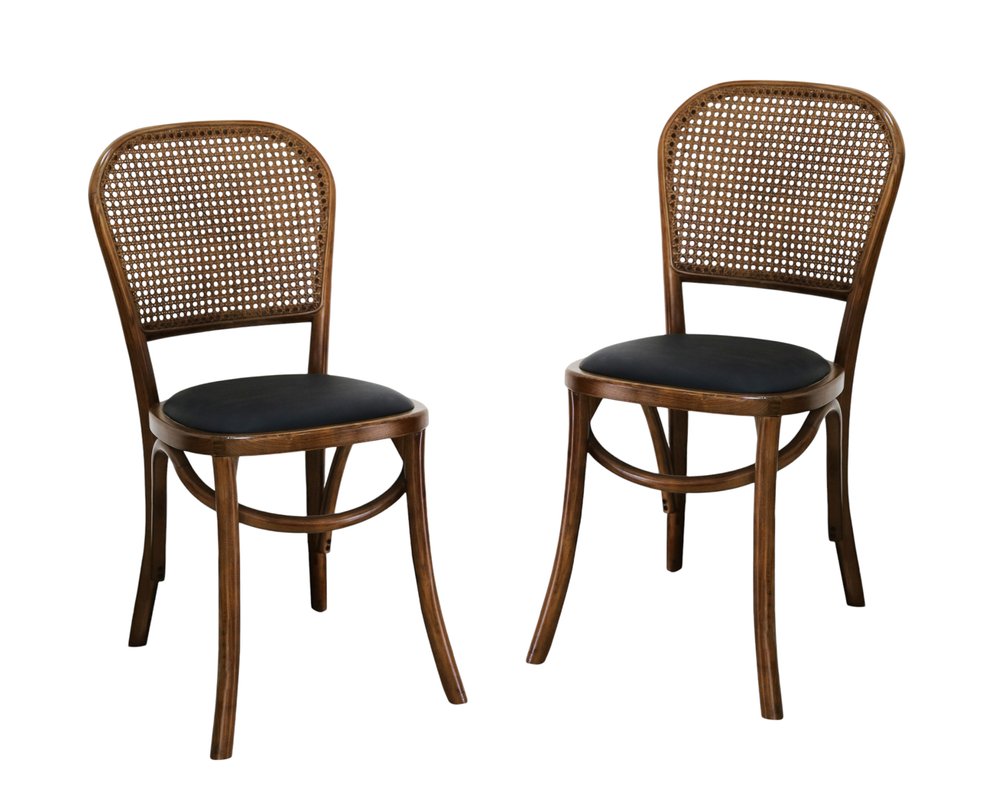 Set of Two Brown And Black Faux Leather Open Back Dining Side Chairs HomeRoots