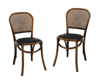 Set of Two Brown And Black Faux Leather Open Back Dining Side Chairs HomeRoots