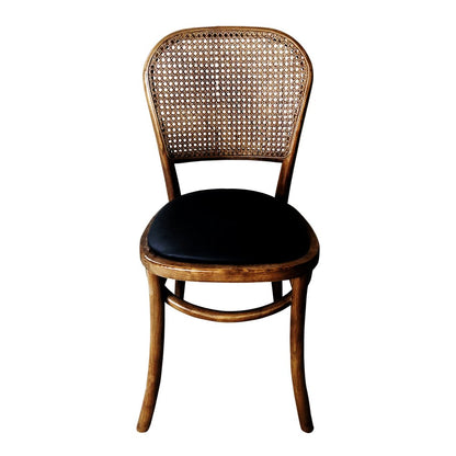 Set of Two Brown And Black Faux Leather Open Back Dining Side Chairs HomeRoots
