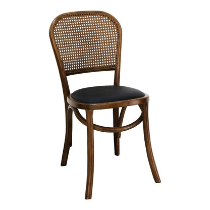 Set of Two Brown And Black Faux Leather Open Back Dining Side Chairs HomeRoots