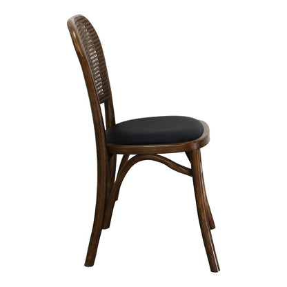 Set of Two Brown And Black Faux Leather Open Back Dining Side Chairs HomeRoots