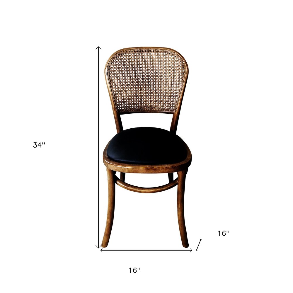 Set of Two Brown And Black Faux Leather Open Back Dining Side Chairs HomeRoots